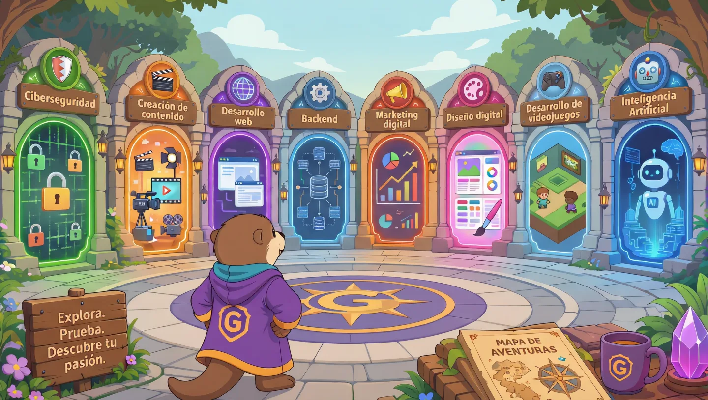 Otto explora los distintos mundos de rutas digitales de GoKids Academy